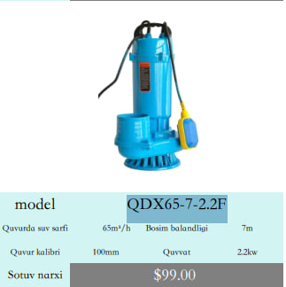 SUV NASOSLARI Model QDX65-7-2.2F